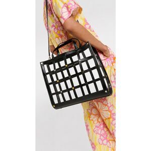 Staud Emma leather-trimmed cage tote bag, no pouch, statement bag $625